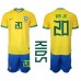 Günstige Brasilien Vinicius Junior #20 Babykleidung Heim Fussballtrikot Kinder WM 2022 Kurzarm (+ kurze hosen)